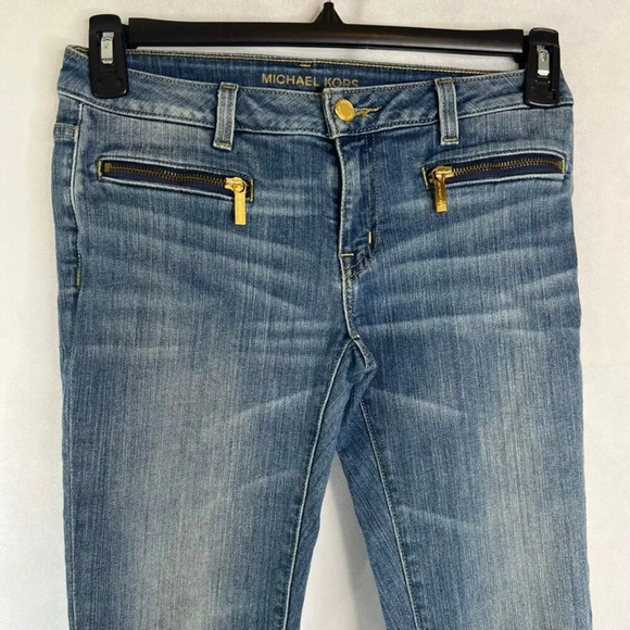 Michael Kors Front Zip Pocket Mid Wash Low Rise Izzy Skinny Jean Size 2 - Picture 3 of 8